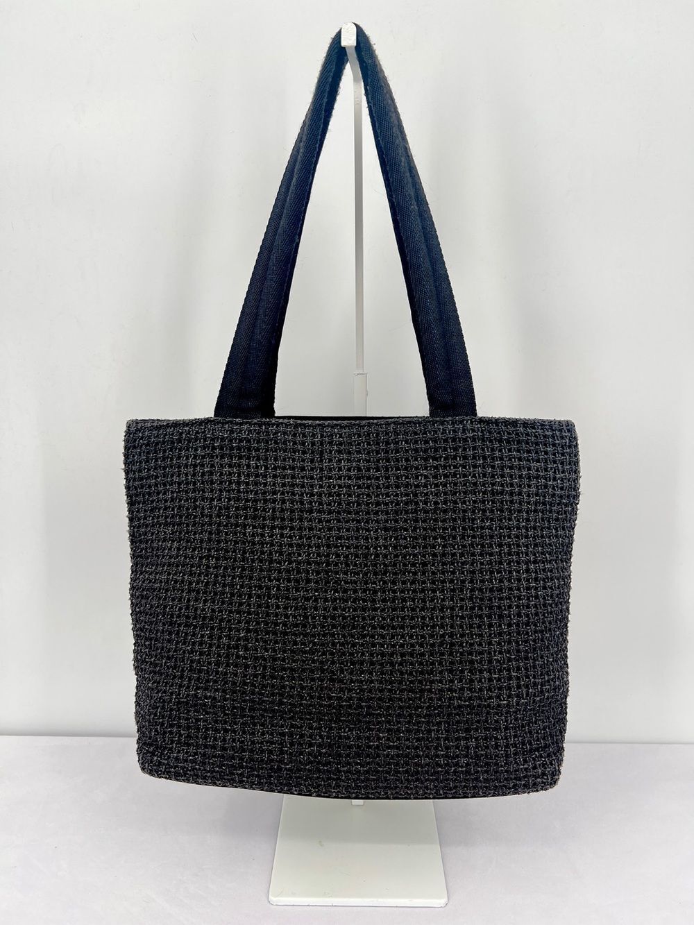 Mondani New York Black Woven Tote Shoulder Bag Large Textured Shopper